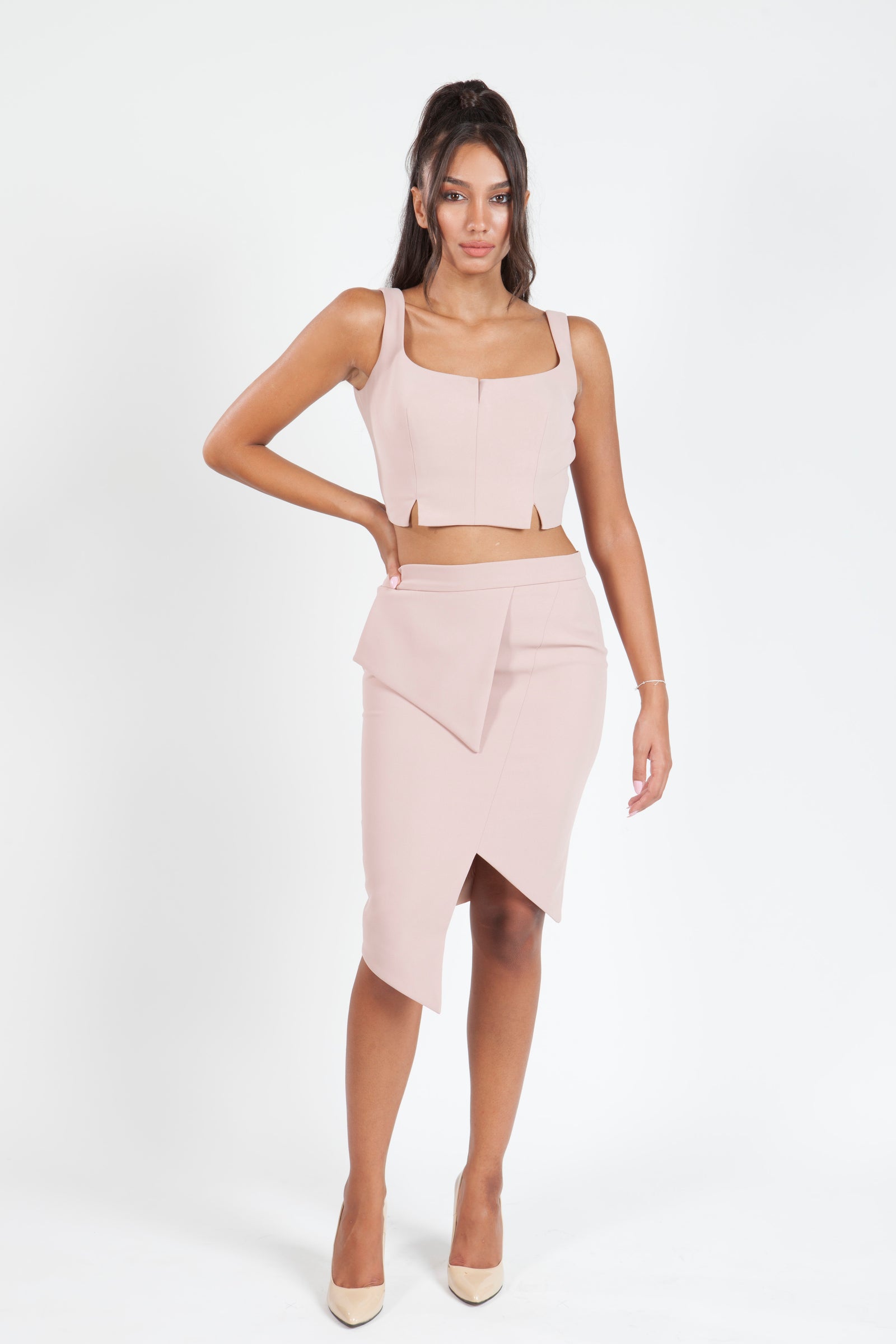 Nude Asymmetric Skirt