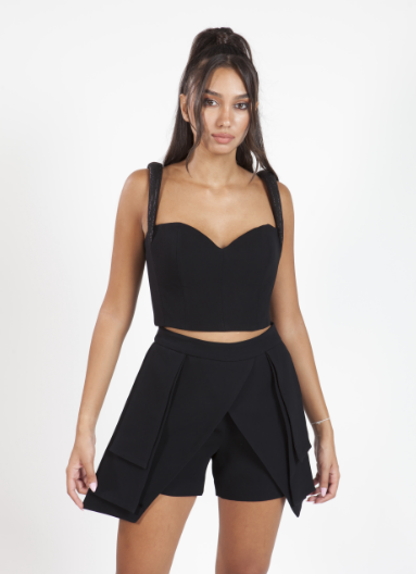 Cropped Puffed Shoulder Top